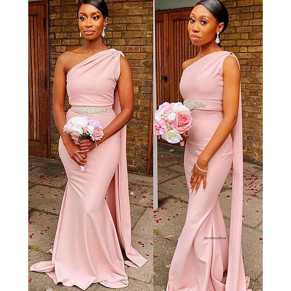 Save Big on Bulk Plus Size Ivory Bridesmaid Dresses Blush Pink Bridesmaid  Dresses: Plus Size One Shoulder Chiffon Gown With Ruched Pleats Beaded