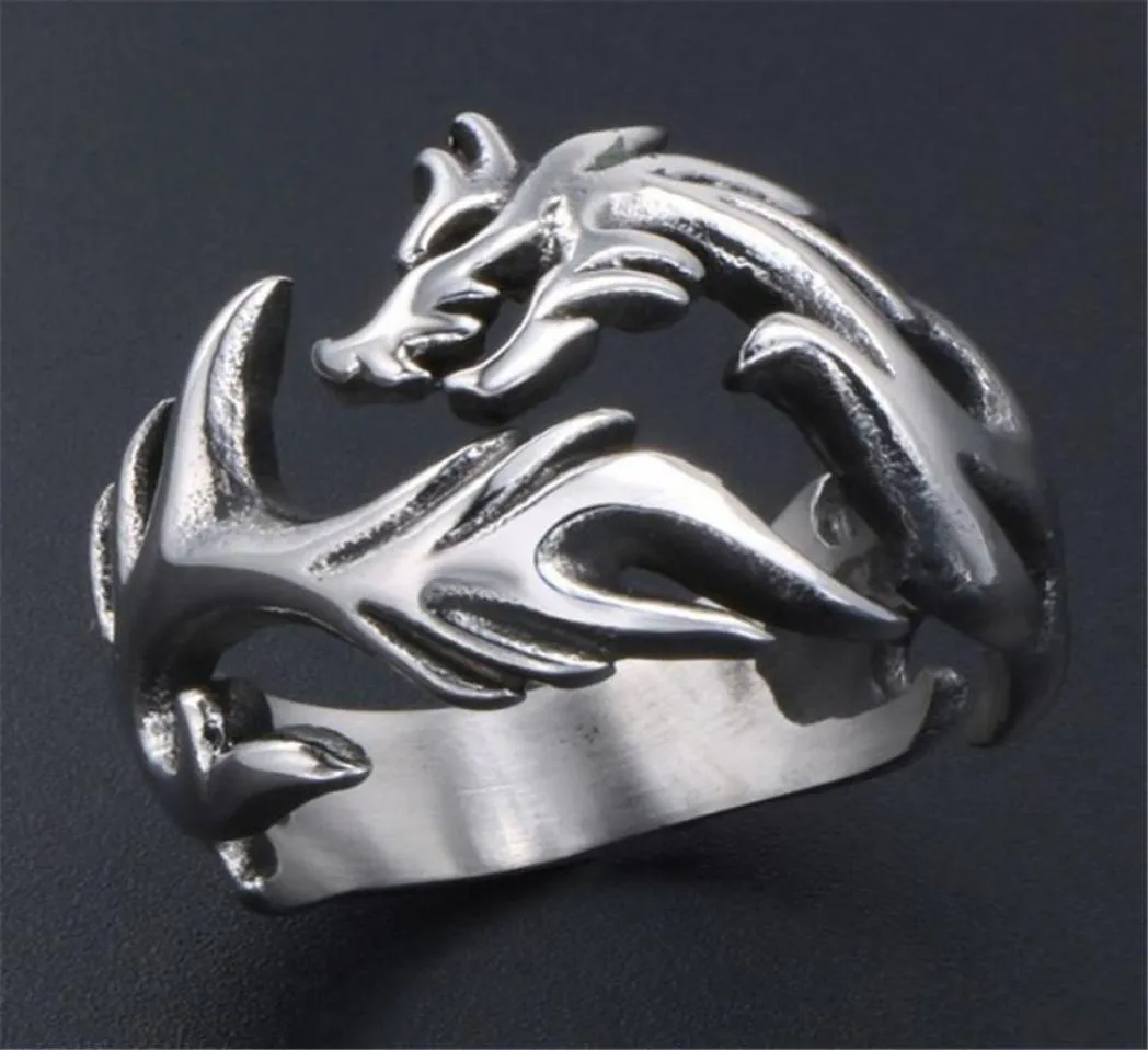 316L из нержавеющей стали Dragon Ring Men Vintage Высококачественный китайский стиль модные ювелирные ювелирные ювелирные украшения классический 1263437112