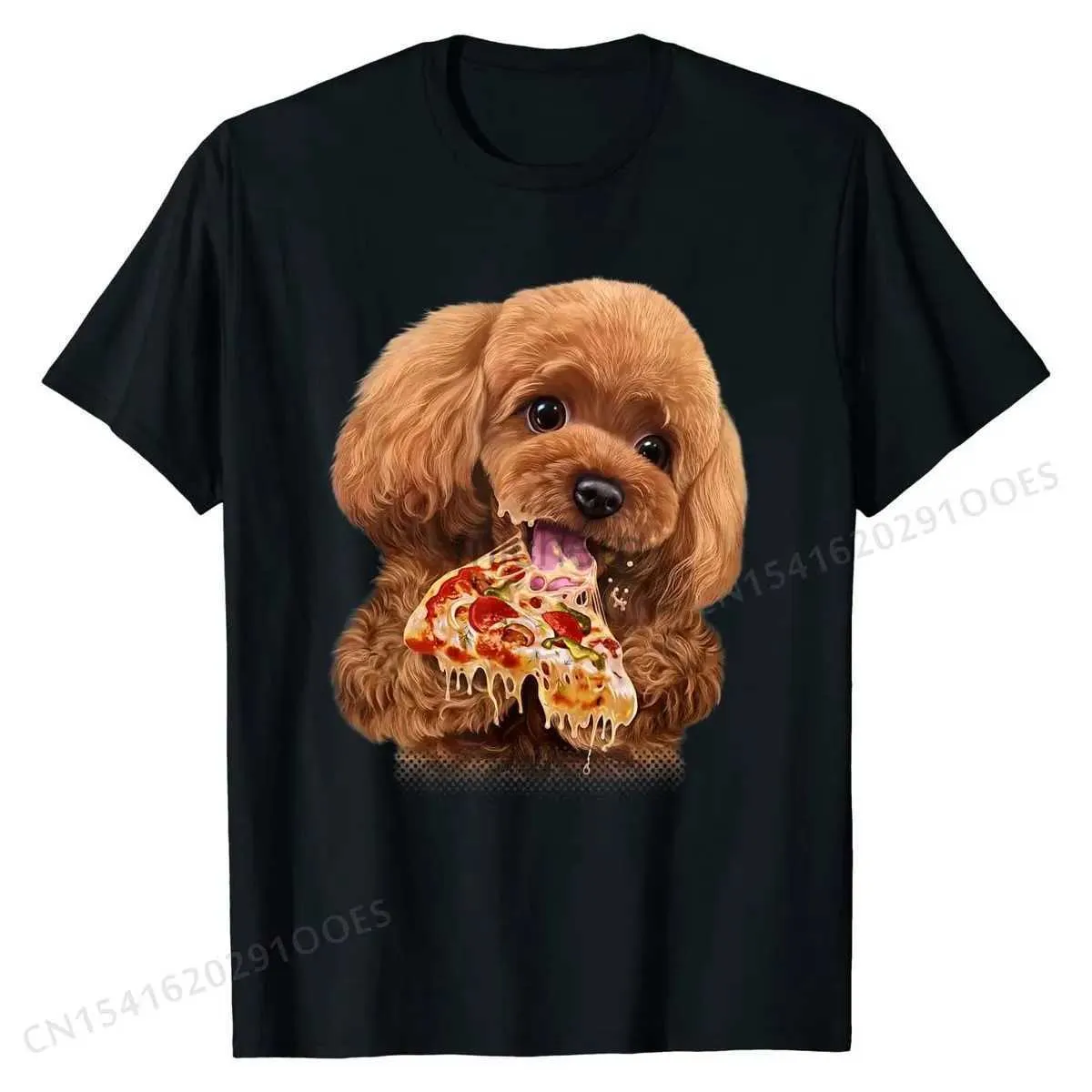 Men's T-Shirts Hungry Poodle Swallows Pizza Dog - T-shirt Cotton Top Customized Hot Selling Party T-shirt d240509