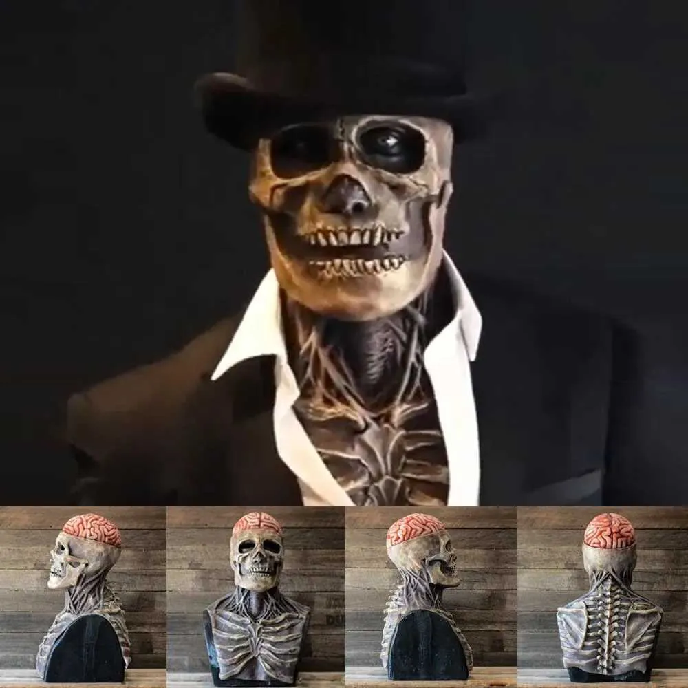 Maschere per feste Halloween Cream Skull Biochimical Mask Ruolo di ruolo Horror Bloody Latex Casco Props Q240508