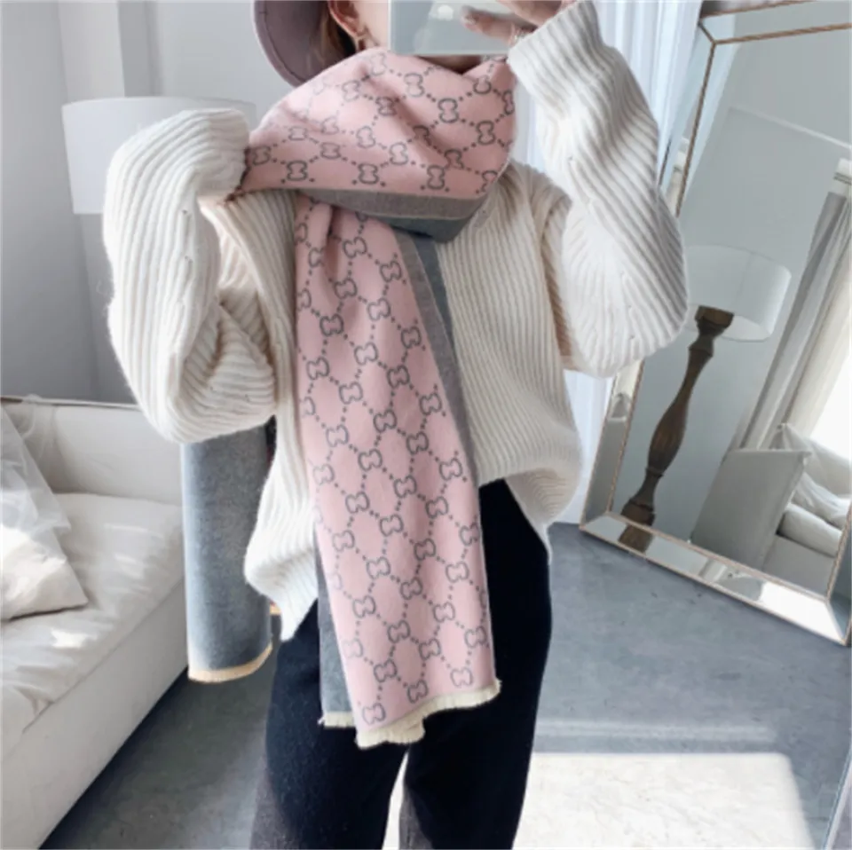 Design woman cashmere scarf Men and Women winter warm scarves ladies Shawls Letter pattern wool Landscape animal Print Pashminas 70cm X 180cm