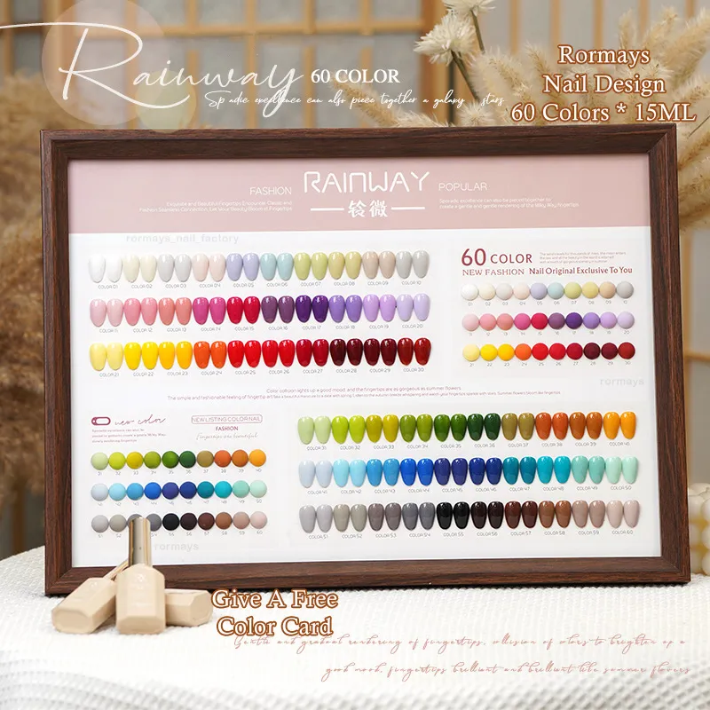 RMAYS Summer Popular Rainbow Color Gel Polishing 60pcs White Varniz Gel Color sólido brillante Semi permanente UV Primer acabado Nail Art Factory 15ml