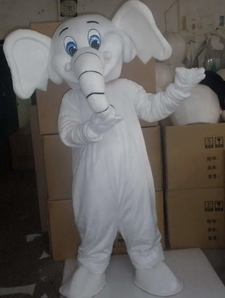 Mascot kostymer professionell ny vit elefant maskot kostym fancy klänning vuxen storlek
