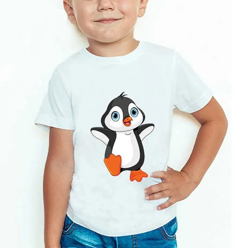 T-shirts Nouveau dessin animé mignon imprimé pingouin fils fille t-shirt bébé universel vêtements d'été garçon fille enfants tee bal040l240509