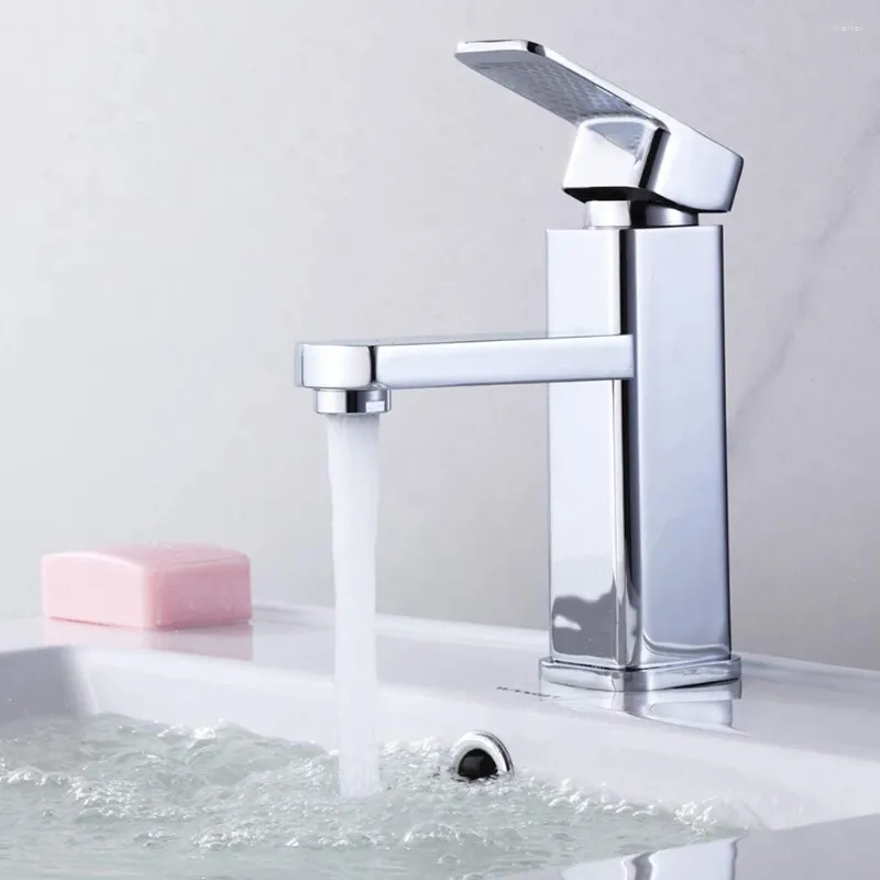 Robinets de lavabo de salle de bain 304 en acier inoxydable argent simple robinet froid comptoir de comptoir anti-corrosion