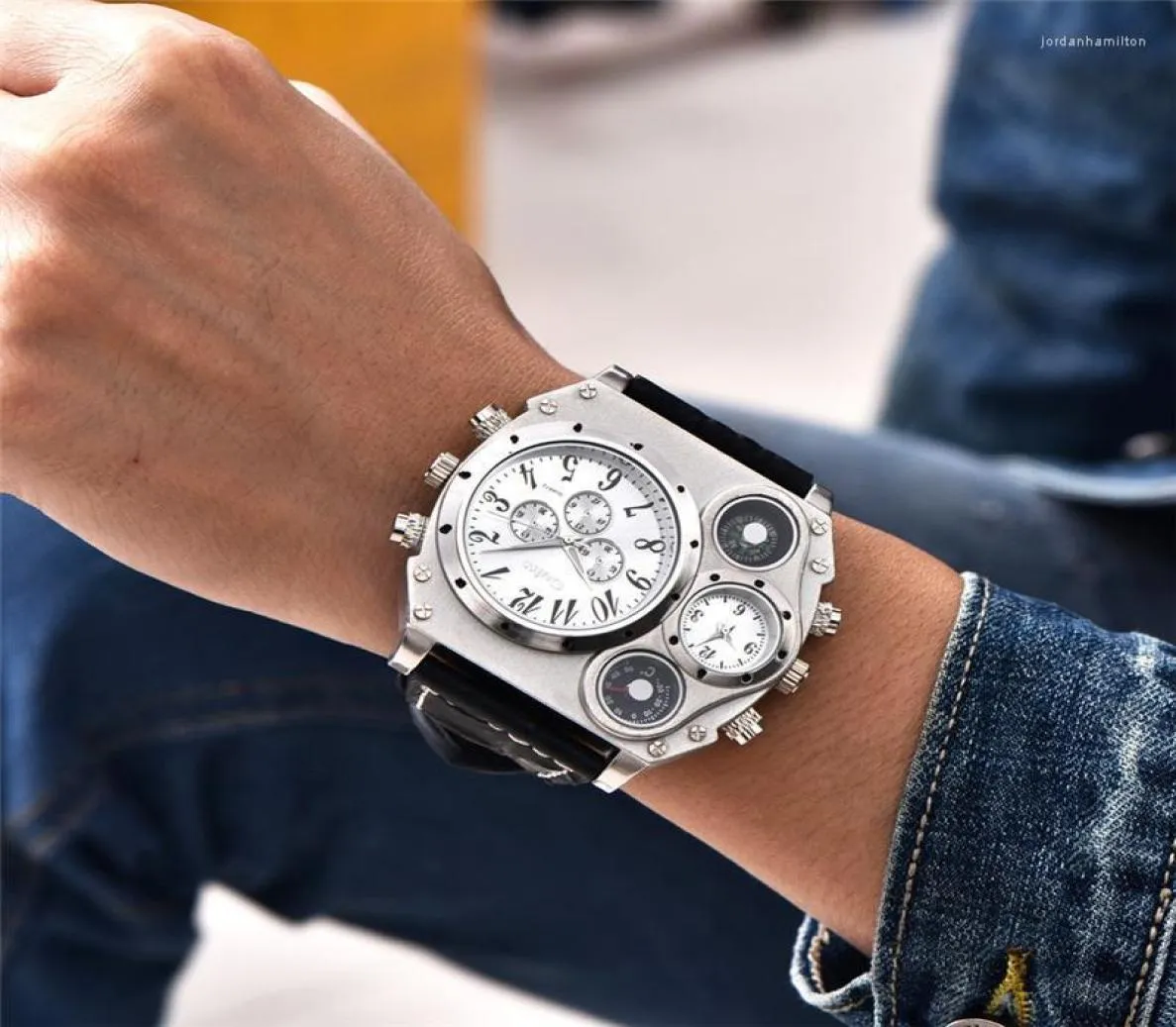 腕時計wartはhp1349男性スーパービッグウォッチ大型ダイヤルオスクォーツ腕時計装飾コンパスラグジュアリーメン039SスポーツリストWA9172471