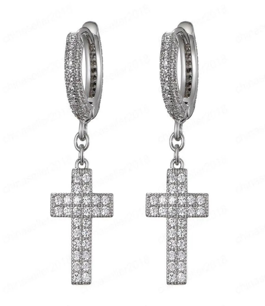 Gold Silver Colors Ice Out CZ Boucles d'oreilles cubiques pour filles femmes Hip Hop Jewlery Gift pour ami3841407