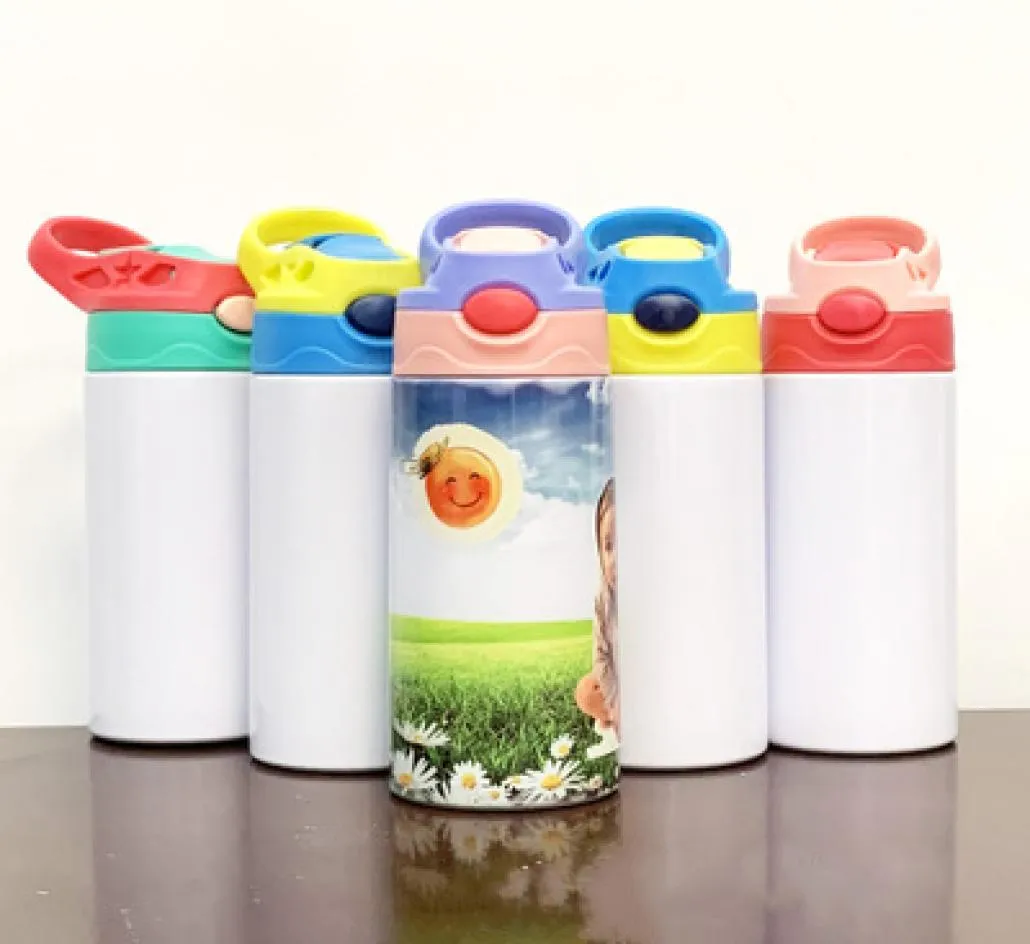 Nuova sublimazione vuota tazza sippy da 350 ml bottiglia per bambini trasferimento di calore cartone animato 316 in acciaio inossidabile tazza d'acqua paglia t1350408