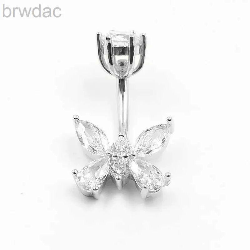 Anillos de ombligo Bauchnabelpiercing 925 Sterling Silver Perfering Fashion Forma de mariposa Anillo de botones para mujeres Joyas de cuerpo D240509