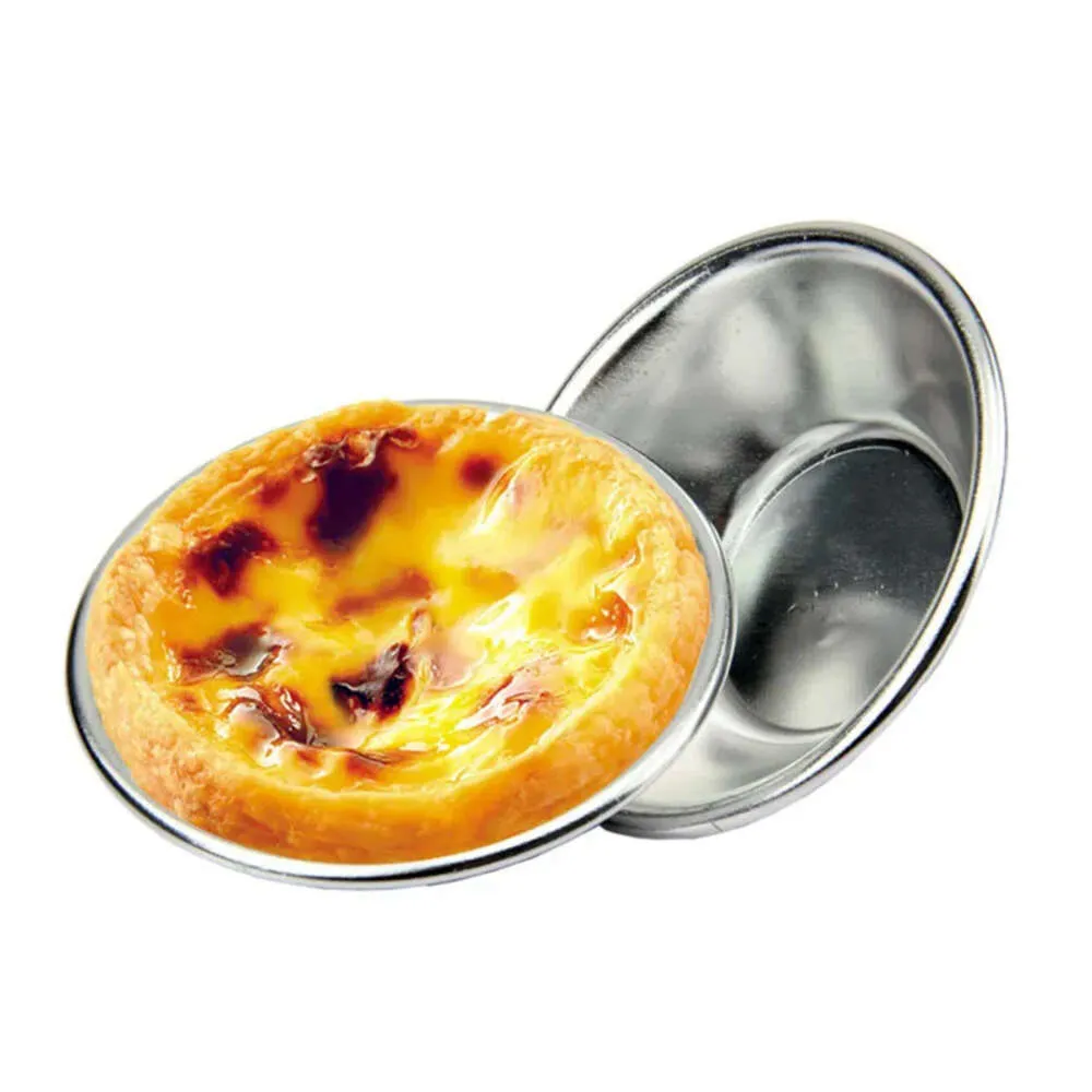 Taartei kleine taartvormen taartjes dessert aluminium pannen tin puto cup bakware cake cookie mold ronde herstelbaar anti -aanbak bakgereedschap 7 cm laten we