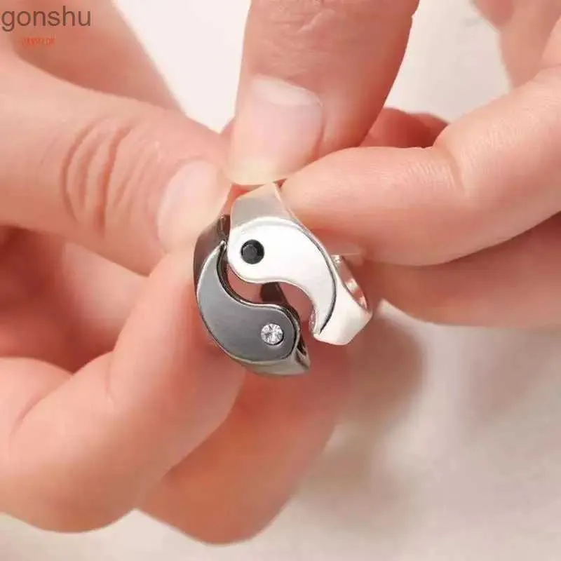 Couple anneaux uniques anneau de doigt accessoires de doigt yin yang bagua forme à la mode