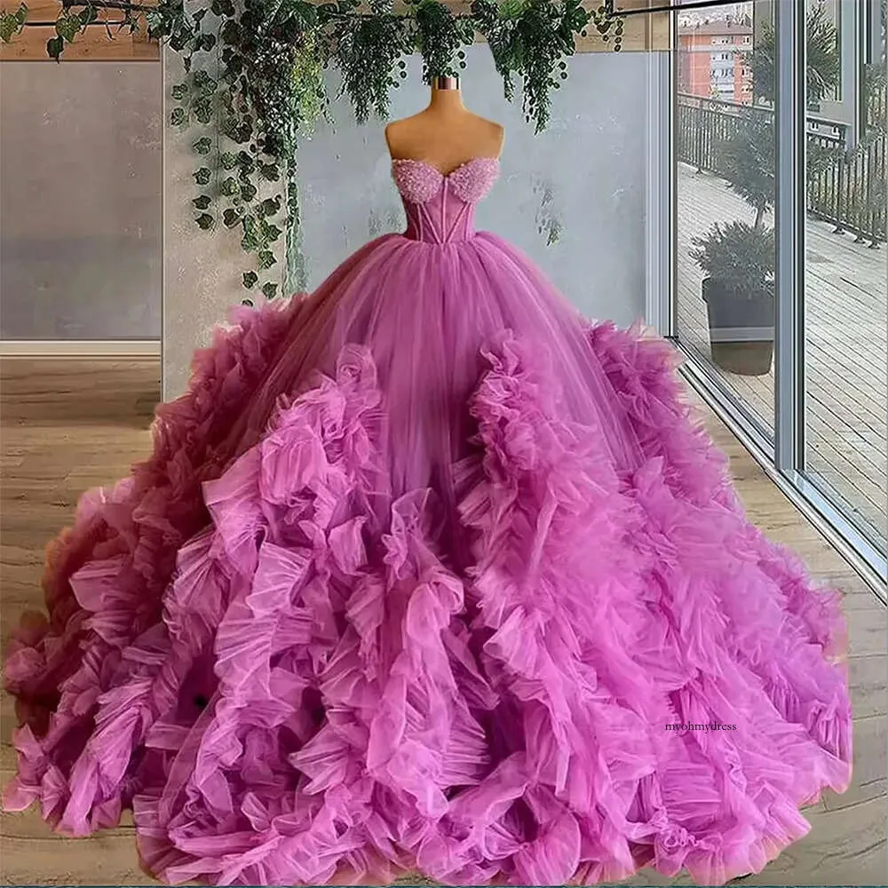 2024 Pink Dresses Ball Gown Sweetheart Off Shoulder Big Ball Gown Lace Sequined Crystal Beads Corset Back Dress Sweet 16 Vestido de 15 Anos Quinceanera 0509