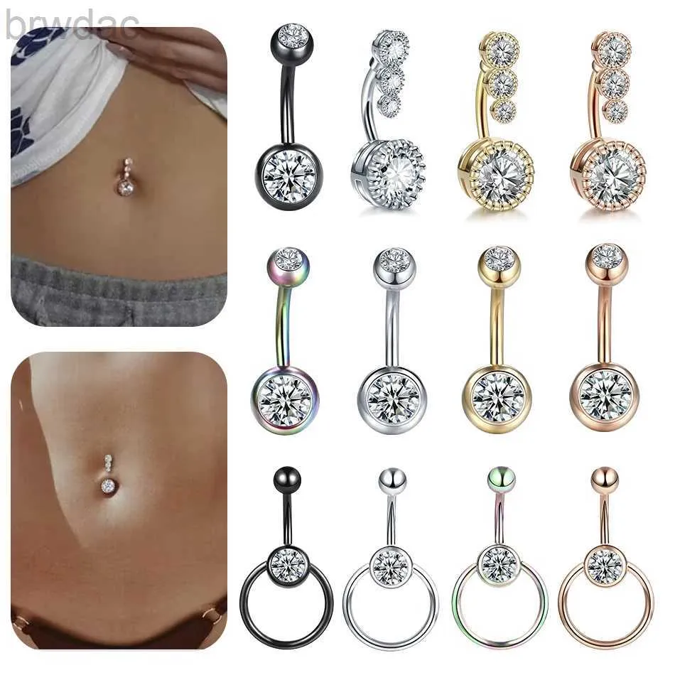 Anneaux de nombril 1pc en acier chirurgical Crystal zircon Boully bouton anneaux cz nombelliers Piercings de pote