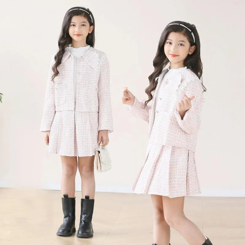 Kledingsets meisjes kleine geurige set tiener modejas halve rok 2 van de prinses geplooide Koreaanse editie kinderen model outfit6-16y