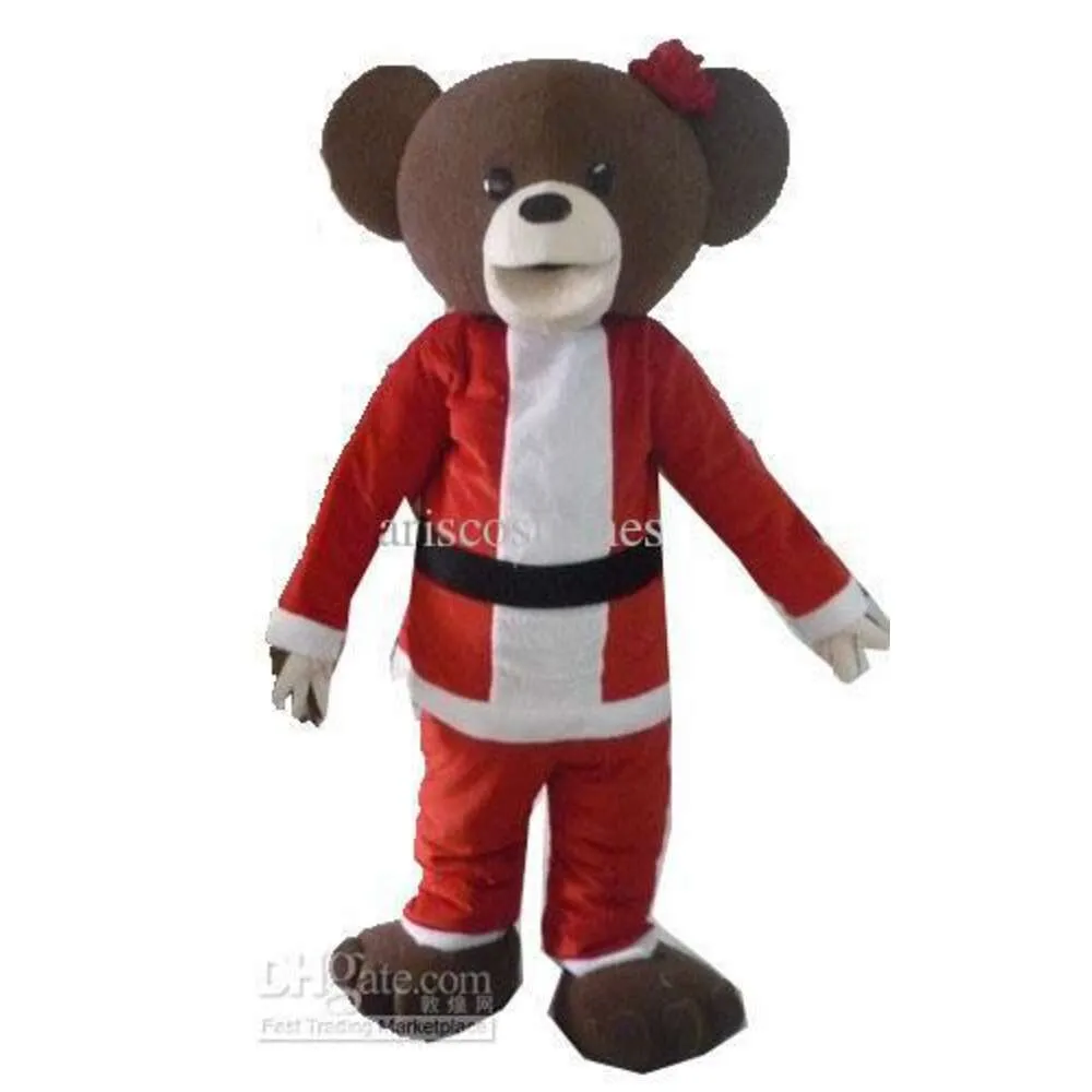 Mascot kostymer jul Santa Bear Mascot outfit Kids Party Fancy Adult Costume Holiday Dress