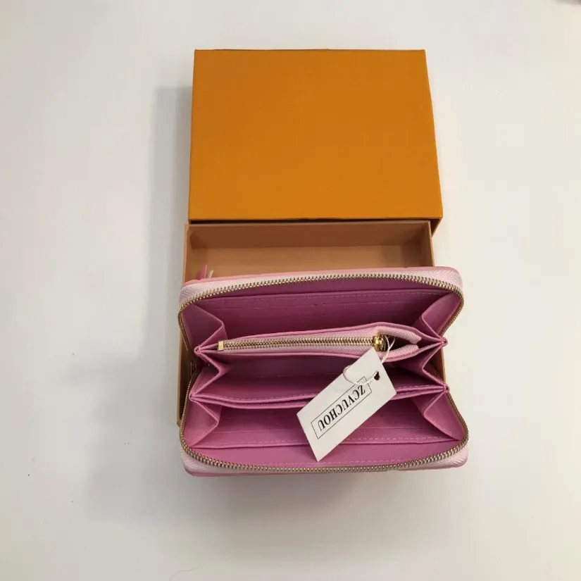 送料無料3色ファッションデザイナークラッチオレンジ色のボックスカード60015 60017 275x付き本物の革の財布