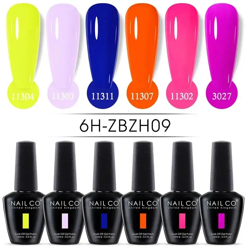 NAILCO 15ml Summer Color Series Gel Nail Polish Set 6pcs Vernis Semi Permanent Kit Hybrid Varnish All For Manicure 240509