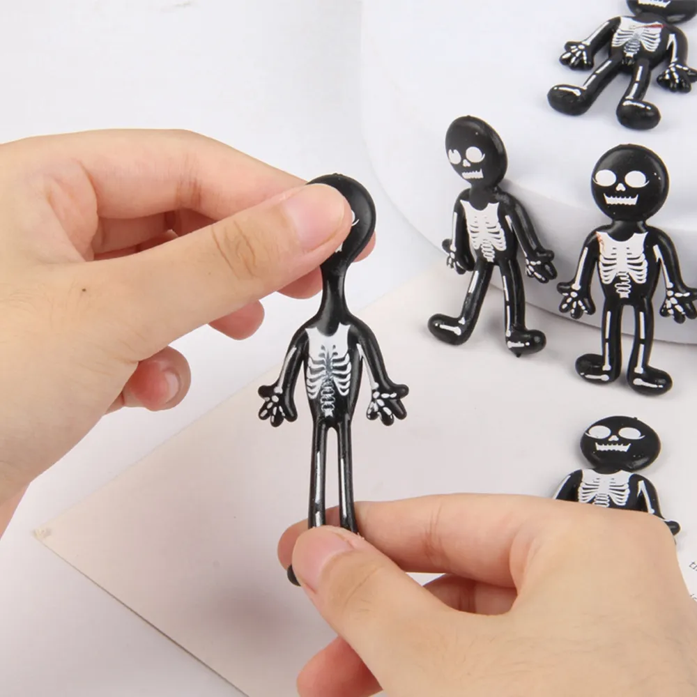 2Pezzi Teschio Luminosi Giocattolo, Giocattoli Fidget Scheletro Halloween Bomboniere per Feste Regalo Scheletro Ornament Decorazione Link Tracce Snap