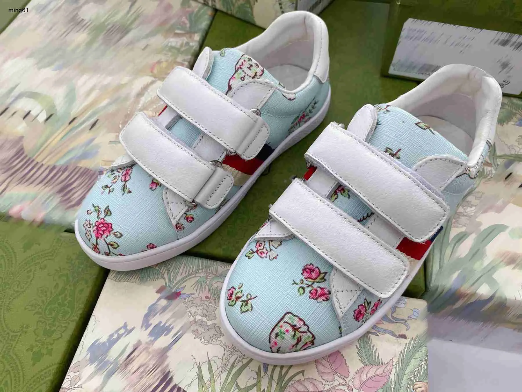 Brand baby Sneakers Sky blue kids shoes Size 26-35 High quality brand packaging Buckle Strap girls shoes designer boys shoes 24May