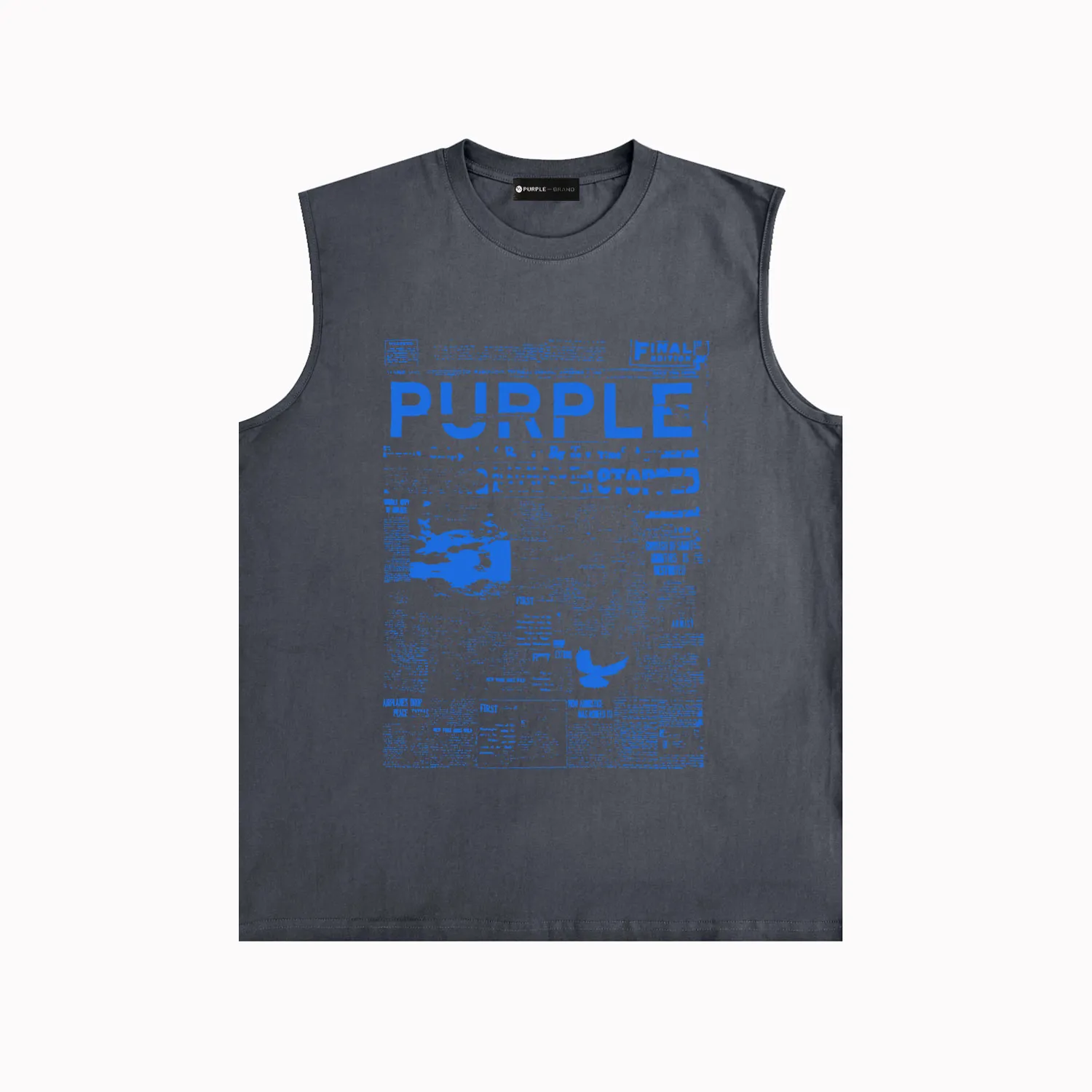 Populair logo mannen vest bpur058 kranten gedrukte vest tank top sport vrije tijd paarse cultiveren iemands moraliteit r84w80 losse mouwloze t-shirt joker voor mannen en vrouwen