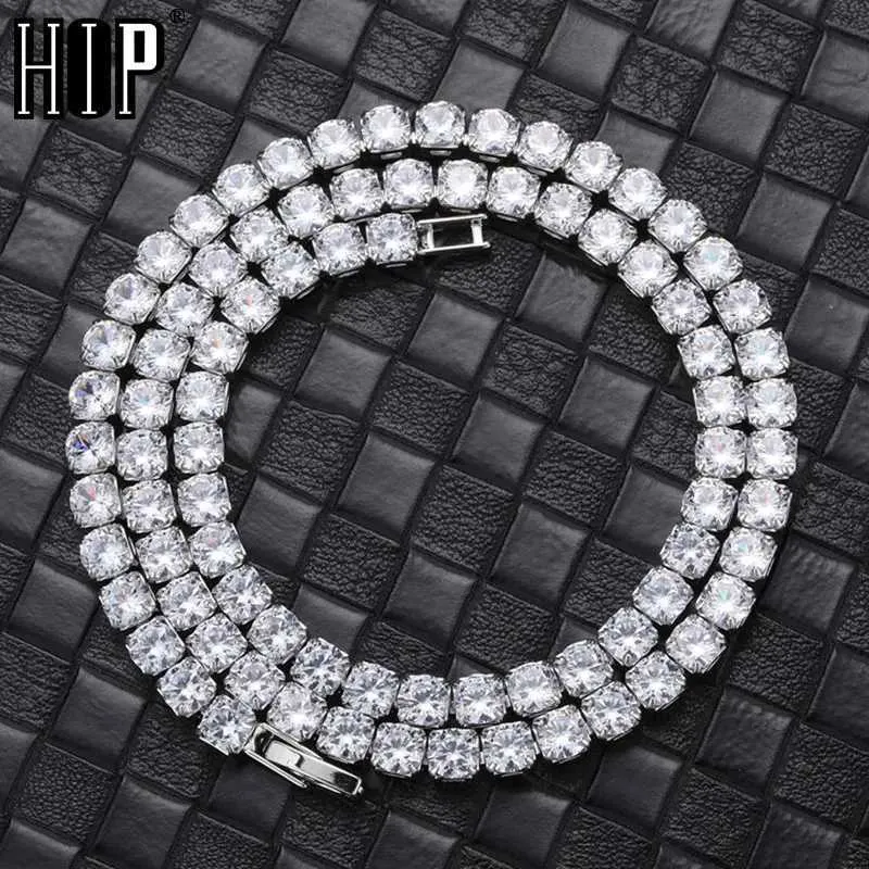 Kedjor Hip Hop Zircon Tennis Chain Necklace Iced Out 3mm 4mm 5mm Womens Halsband 1 Rad Choker Bling Crystal For Men smycken D240509