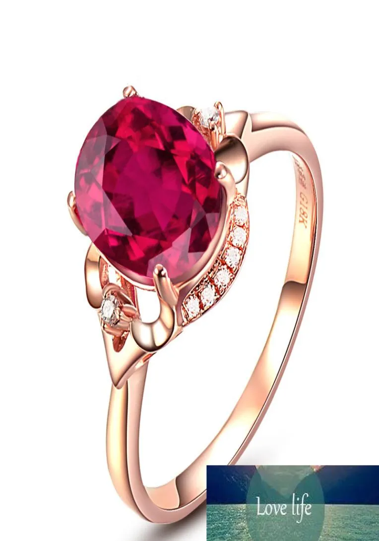 18k Rose Gold Pure Red Ruby Ring for Women Cut Red Gemstone Tourmaline Diamond Rings S925 Jewelry Party Wedding Ring2603548