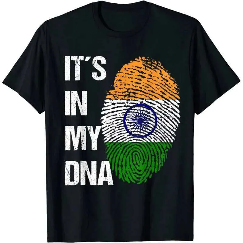 T -shirts voor heren Indian Flag DNA - vingerafdruk - India T -shirt Y240509