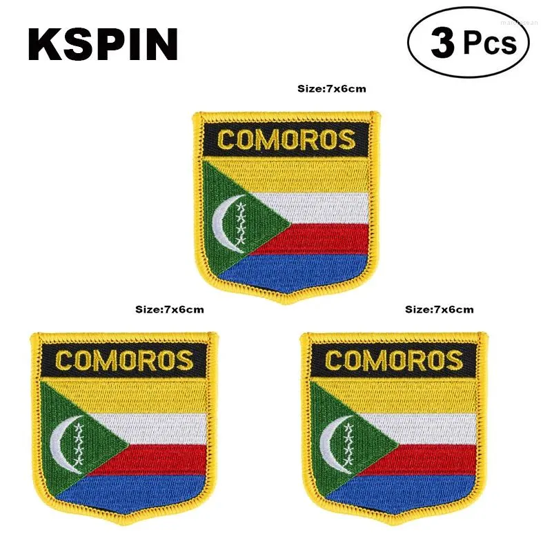 Broschen Comoros Shiled Form Flagge Patches national für die Cothing DIY -Dekoration