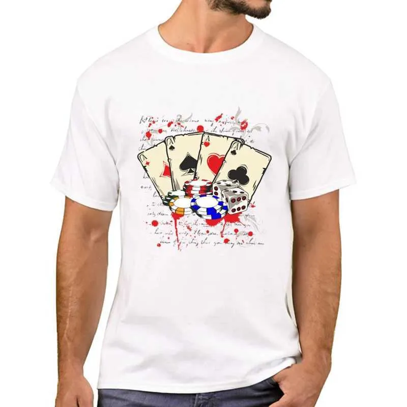 Men's T-Shirts THUB Newest Vitnage Card Ace Printed Men T-Shirt Fashion Game Casino T Shirts Short Slve Tshirts Boy T Y240509