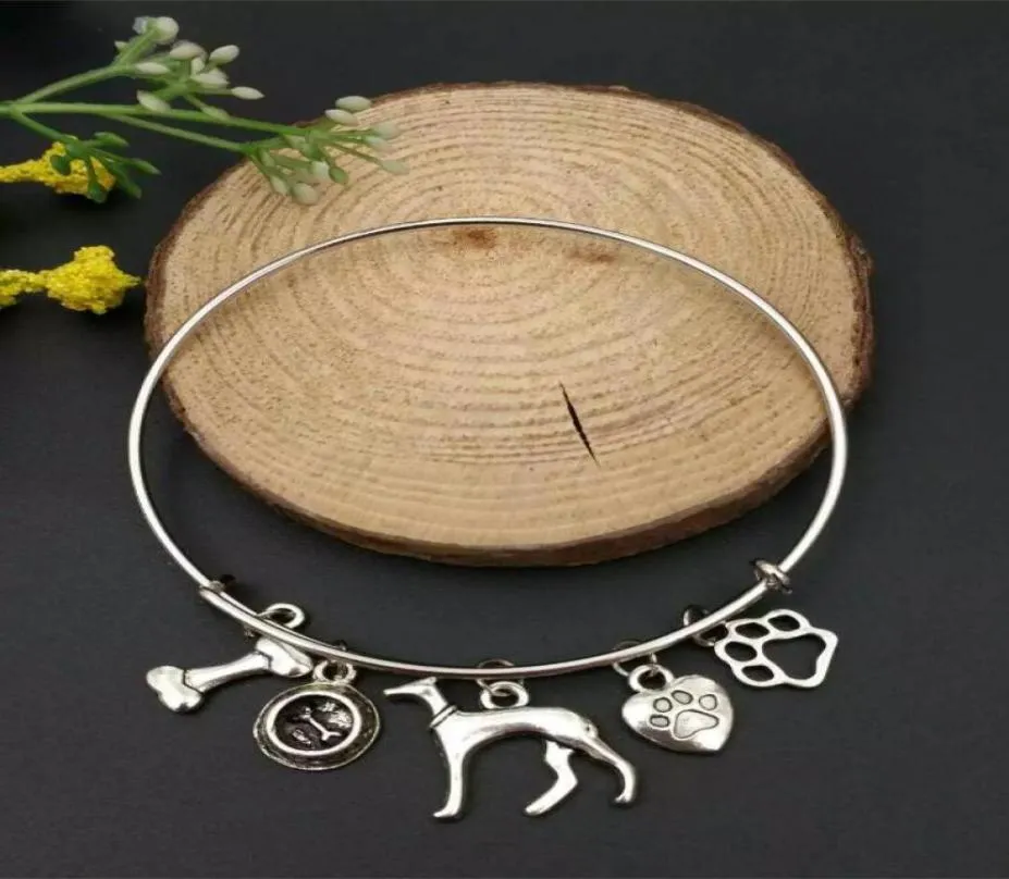 10pcslot blandad stil Greyhound Dog Bowl Dog Bones Dog Paw Print Charms Pendant Steampunk Gothic BraceletsBangles Gift A248296179