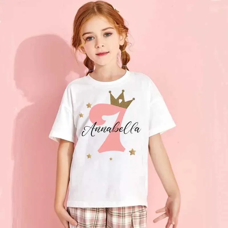 T-shirts T-shirt d'anniversaire pour enfants personnalisé 1-9 anniversaire Keepsake T-shirt personnalisé nom de vêtements pour enfants Top Girl Farty Clothing Giftl2405