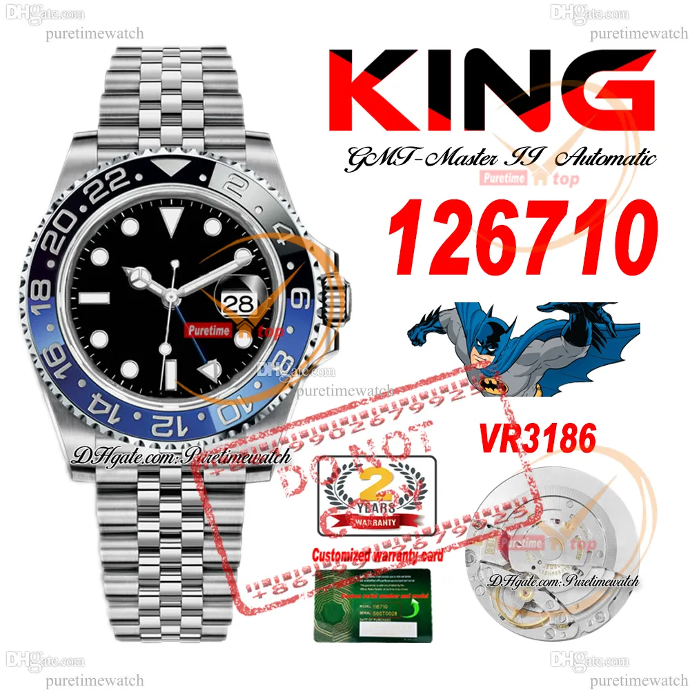 126710 BATMAN VR3285 AUTOMATIC MENS Watch King Blue Céramique Cégrandal noir 904L Bracelet JubileSteel Super Edition Même carte de série Reloj Puretimewatch PTRX