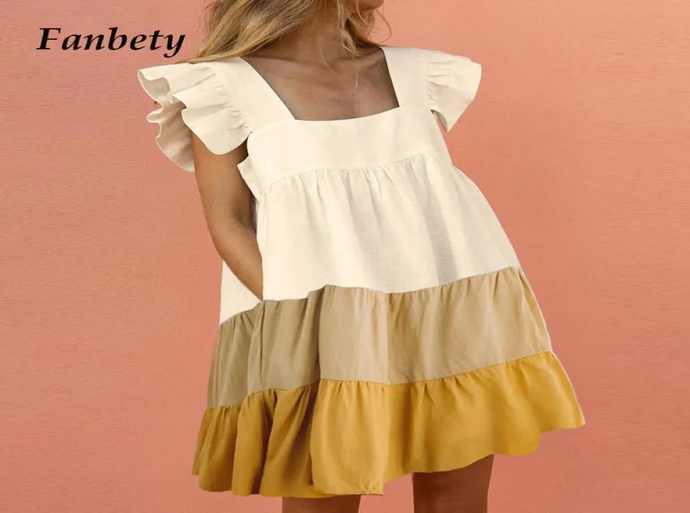 Women Elegant Butterfly Sleeve Ruffles Print Dress 2020 Summer Casual loose pocket ALine party Dresses beach mini Dress Vestido T6857551