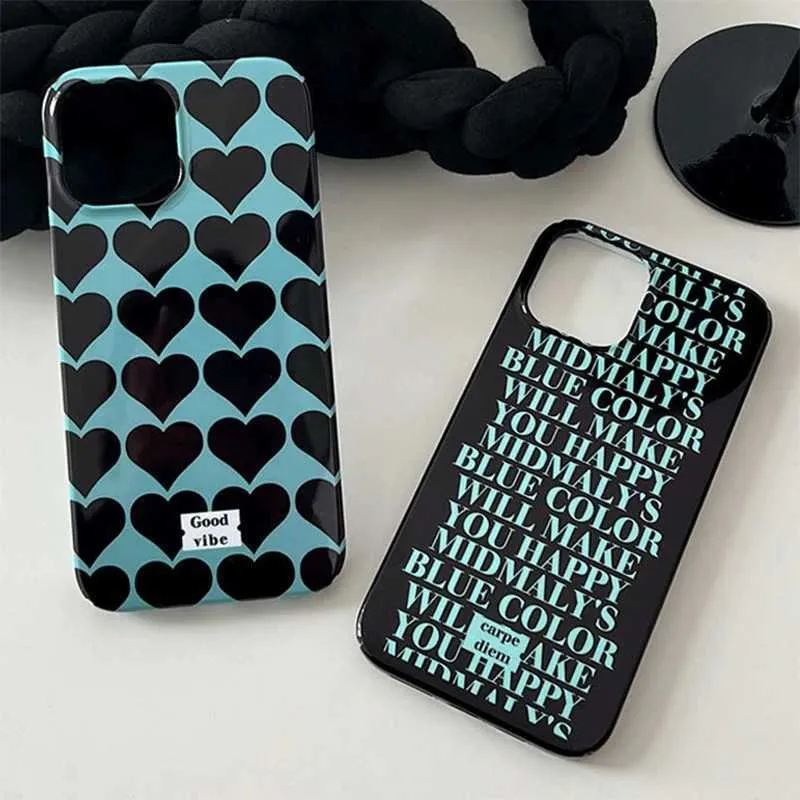 Casos de teléfonos celulares Fashion Love Carta de amor Case de teléfono Adecuado para iPhone 14 13 Pro Max 11 12 Mini XR XS x 7 8 Plus SE2 Case de teléfono a prueba de choques Gloja Black Cover J240509