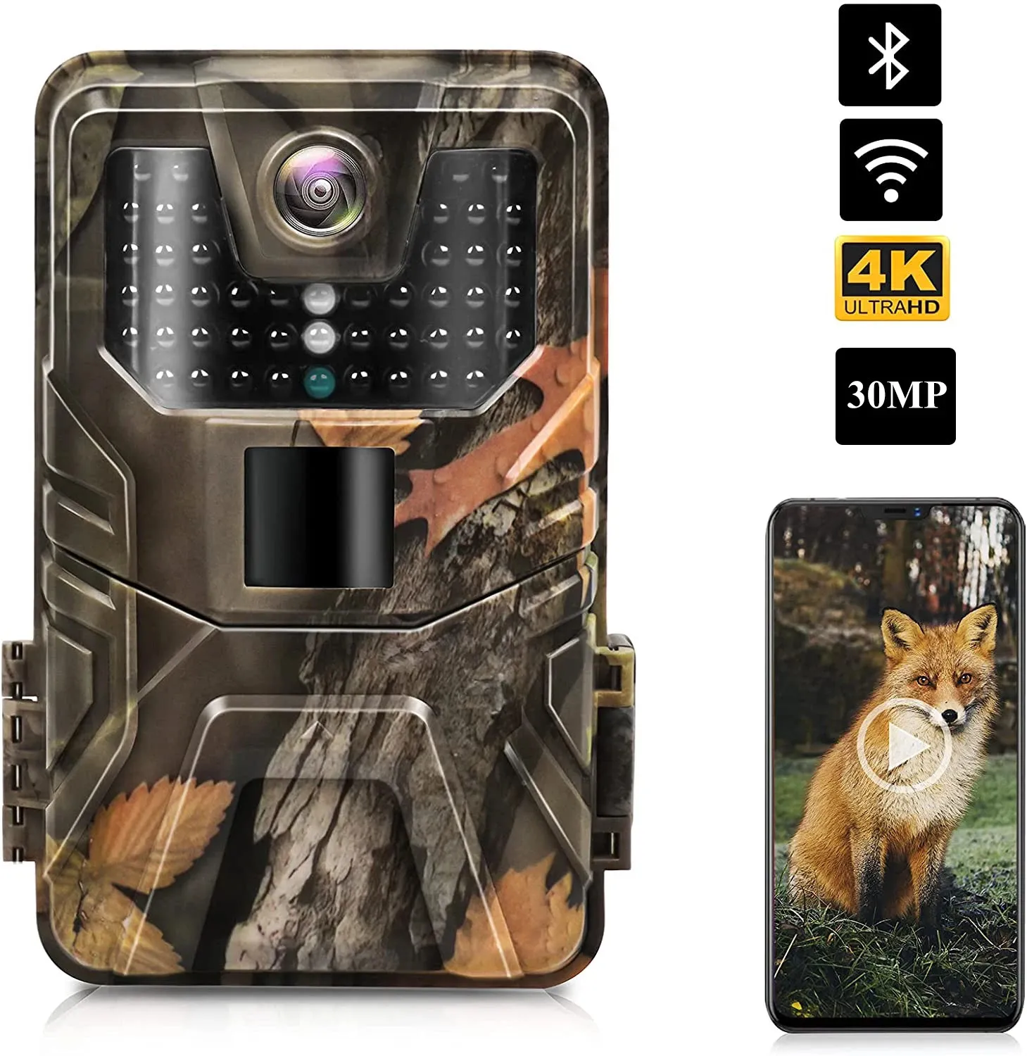 4K Live Show Stream Trail Kamera 30MP WiFi App Bluetooth Control Hunting Cameras Nachtsicht Wildlife PO Traps WiFi900pro 240428