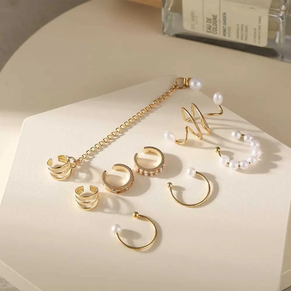 Dingle ljuskronor lats 8 stycken ny pärltasselklippörhängen för kvinnor utan genomborrad öronklipp Pärlörklipp Set 2022 Fashion Jewelry