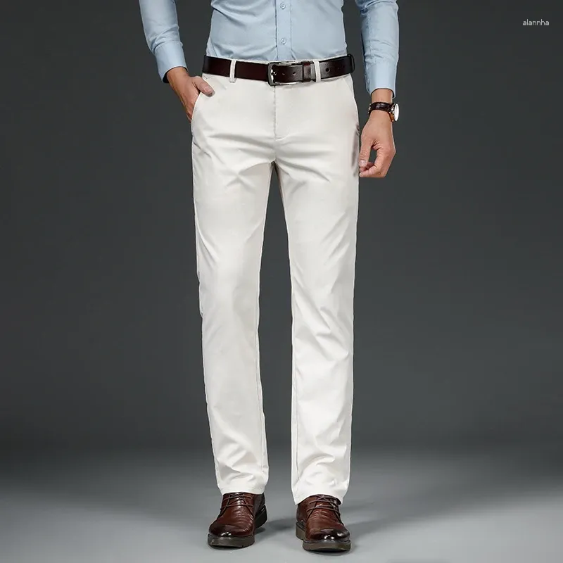 Pantaloni maschili 2024 Spring Men Business Carenter Fashion Casual Classic Classic Abito formale abiti maschili elastici dritti