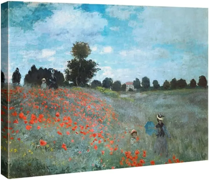Het Poppy Field in de buurt van Argenteuil Giclee canvas print Wall Art of Claude Monet beroemde bloemenolie schilderijen Reproductie Classic Flowers Landschap Pictures Artwork