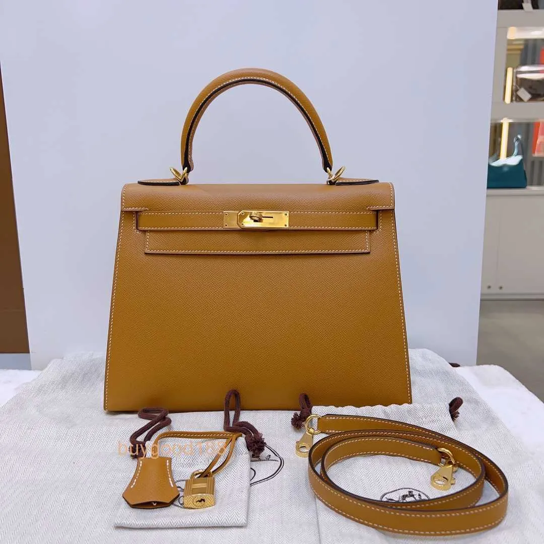 탑 레이디 디자이너 Kiaelliy Bag New 28 Super Rare Princess Gold Buckle E-Leather 외부 바느질 크로스 바디 백