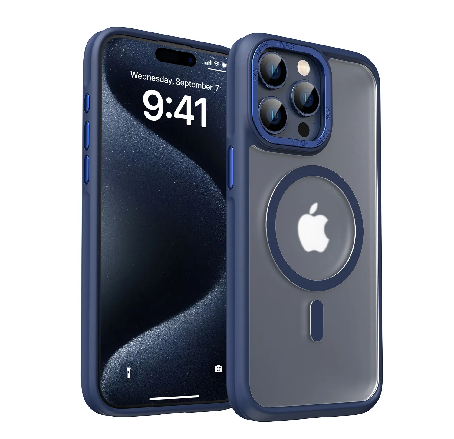 Magsafeワイヤレス充電、iPhone 15 Pro Max 14 13用の磁気フロストマット半透明のケース、金属カメラフレーム、ボタンハード電話ケースと互換性があります