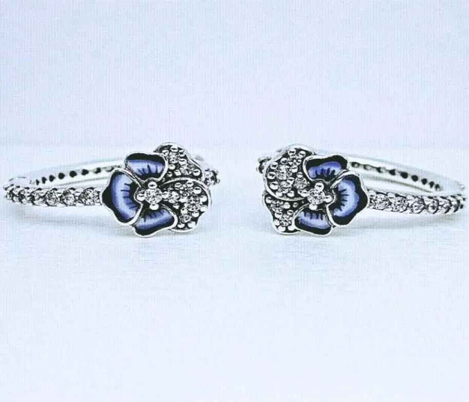 Brincos de brincos de arco de flor azul Brincho jóias 925 Mulheres de prata esterlina p Brincho com logotipo Ale Gift 290775C011409315