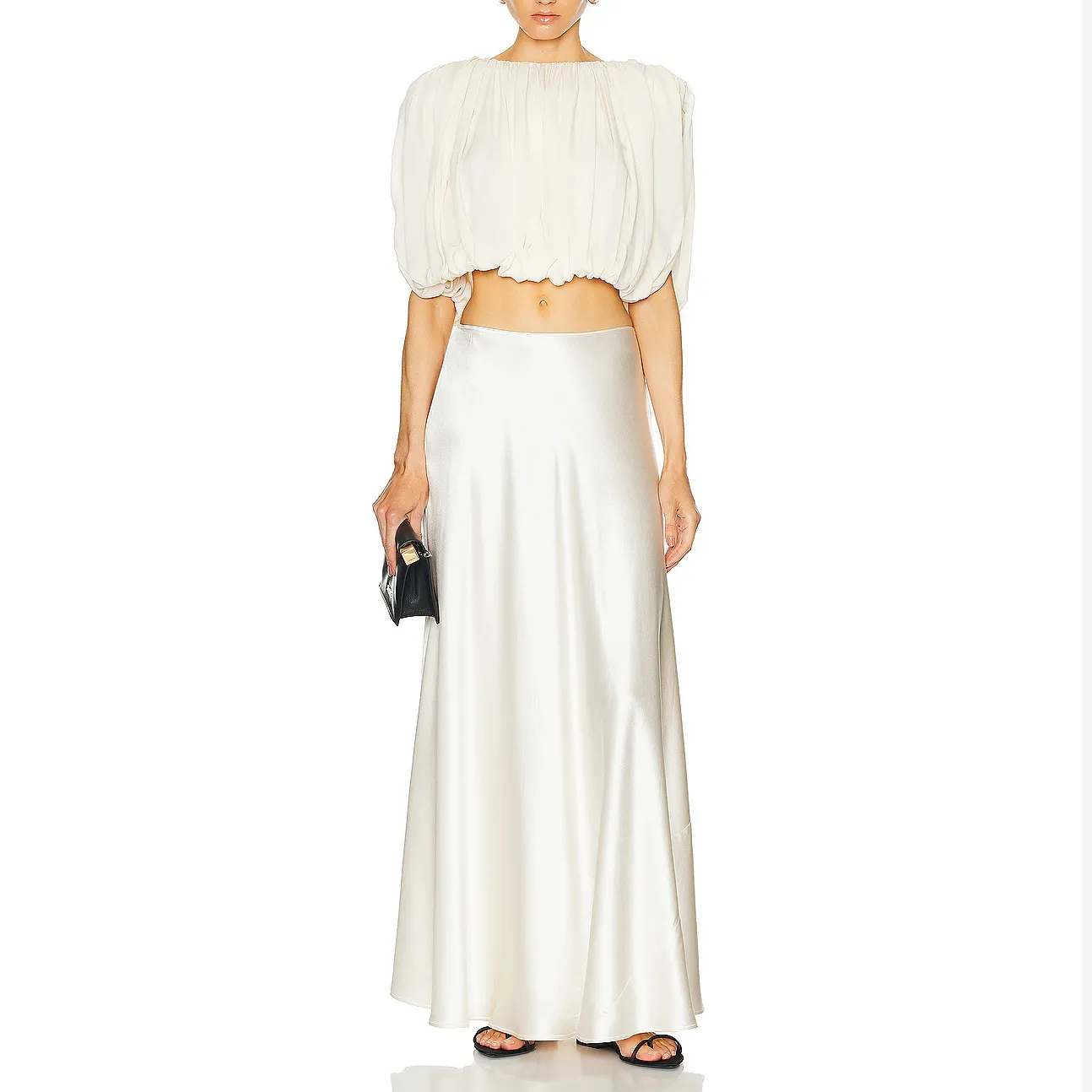 Women's Two Piece Dress pleated top with white skirt