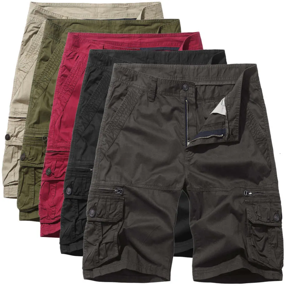 Pantalones de playa casuales de múltiples bolsas de gran tamaño para hombres de 2024, pantalones de 5 pulgadas sueltos de pierna recta