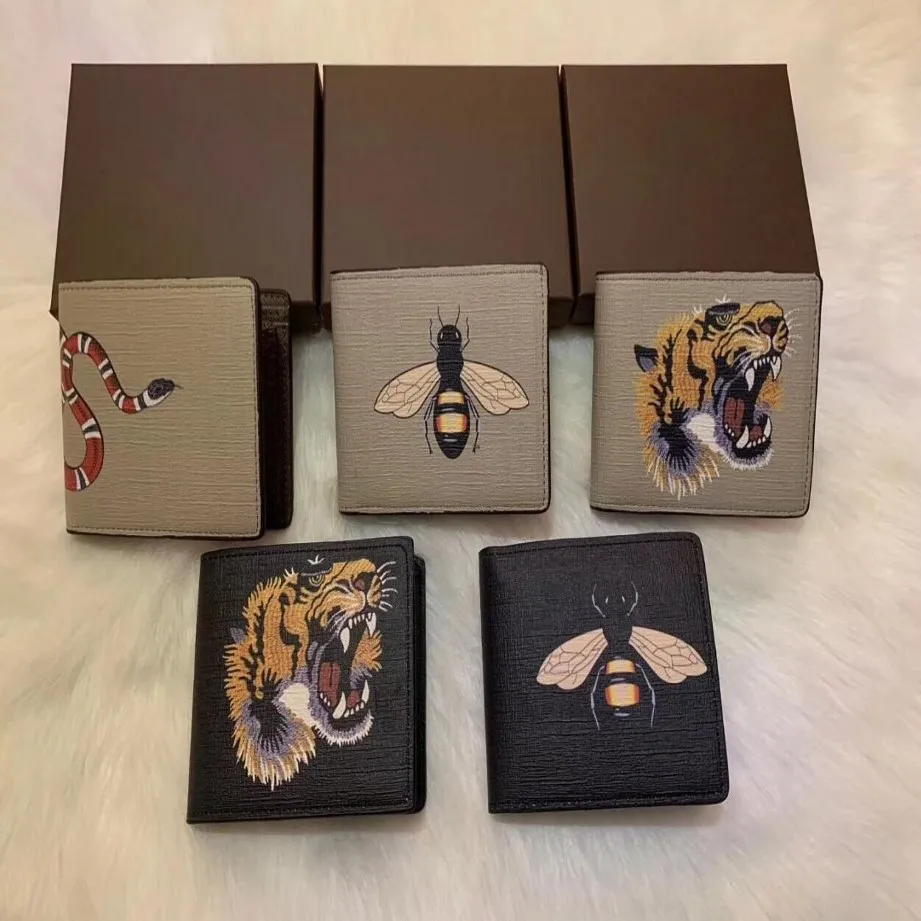 2021 Animal pattern style mens wallet famous men wallets special canvas short small bifold wallet with box 327V