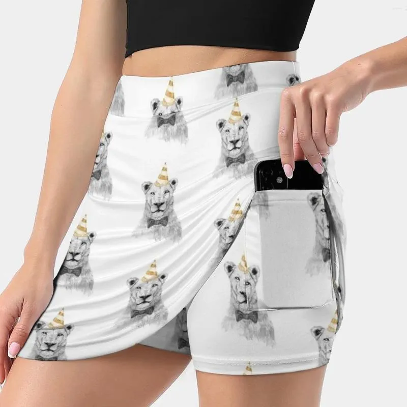 Skirts Get The Party Started ( Color ) Women's Skirt With Pocket Vintage Printing A Line Summer Clothes Lion Animal