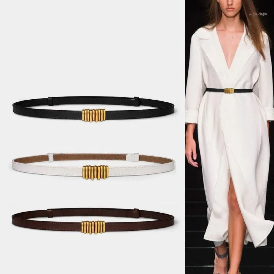 Belts Belt Dress Simple Leather Versatile Fashion Women Thin Skinny Metal Gold Buckle Waistband Accessories 00151 268r