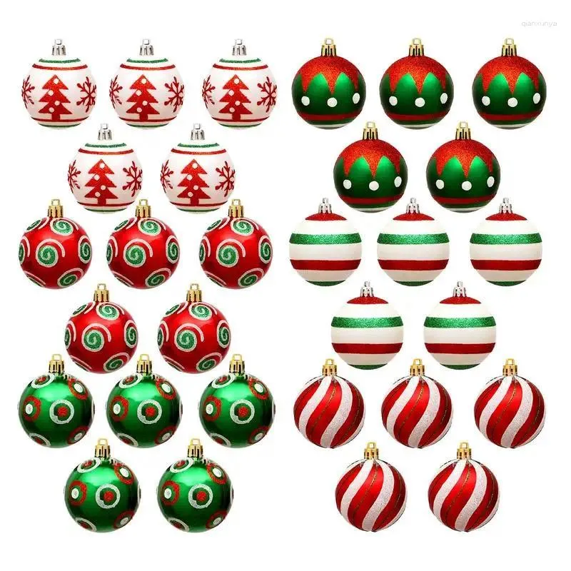 Décoration de fête 30pcs / set Christmas Baubles Balles Ornements 6cm Tree décorative Flacing.