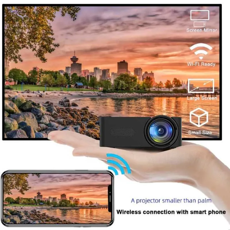 Projectoren Mini Portable Home Outdoor Projector Wireless High Quality Smartphone Video Projector hetzelfde scherm iOS/Android Wifi Tablet USB J240509