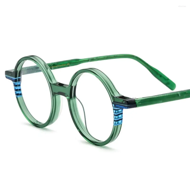 Zonnebrillen frames ins retro ronde plaat vrouwen optische lens frame heren geavanceerde kwaliteit recept spiegel presbyopia groen