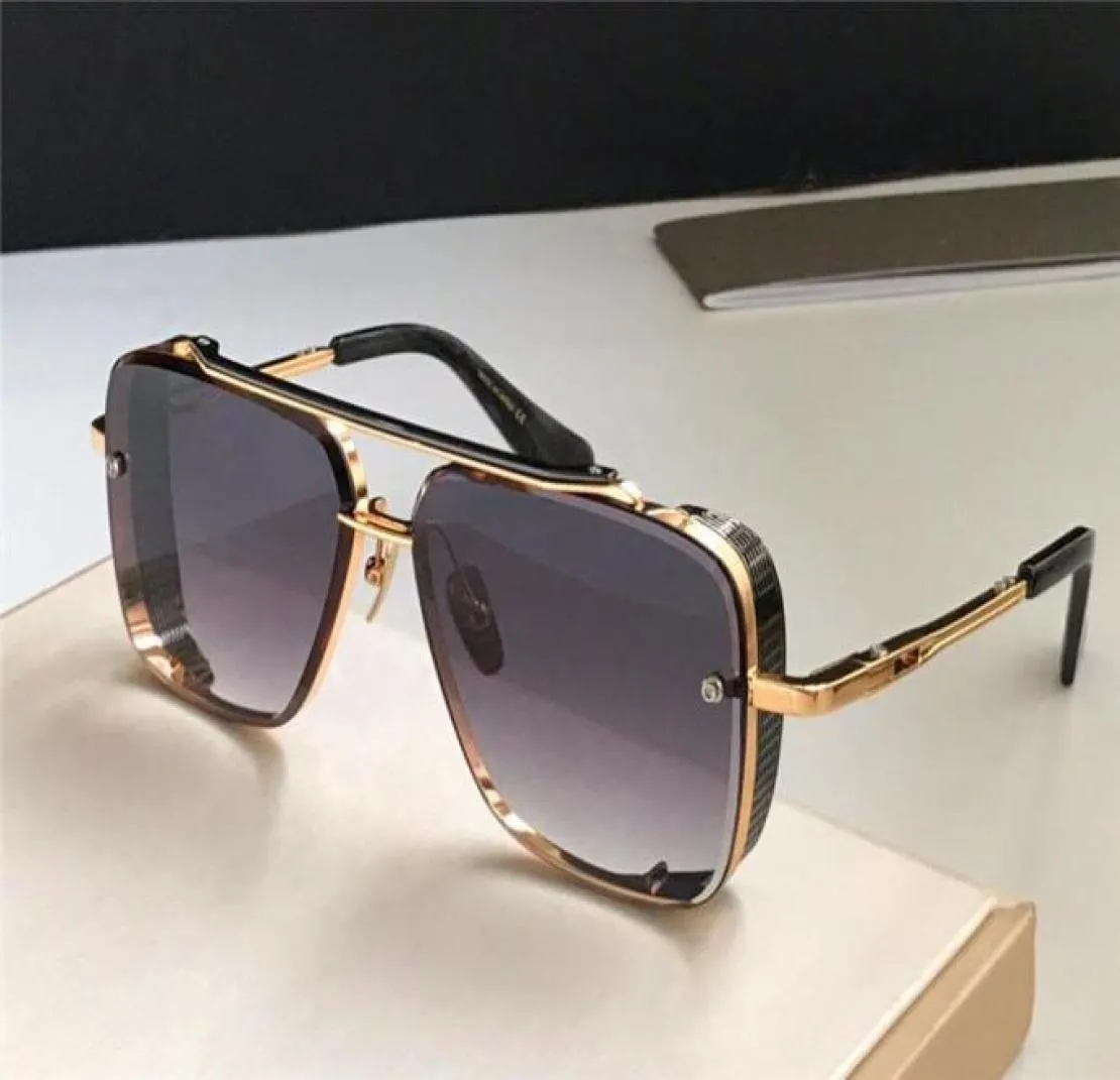 Nouvelles lunettes de soleil populaires en édition limitée Six Lunettes de soleil Kernes K Gold Retro Square Frame Crystal Cutting Lens avec grille détachable8270932